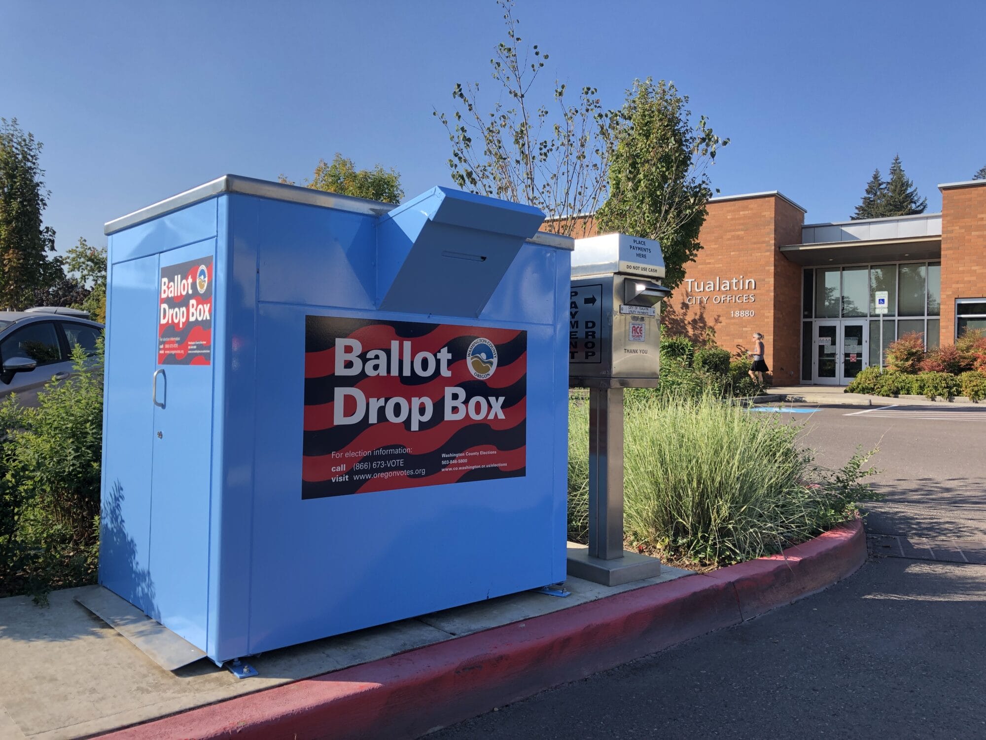Ballot Drop Box outside of Tualatin Public Library