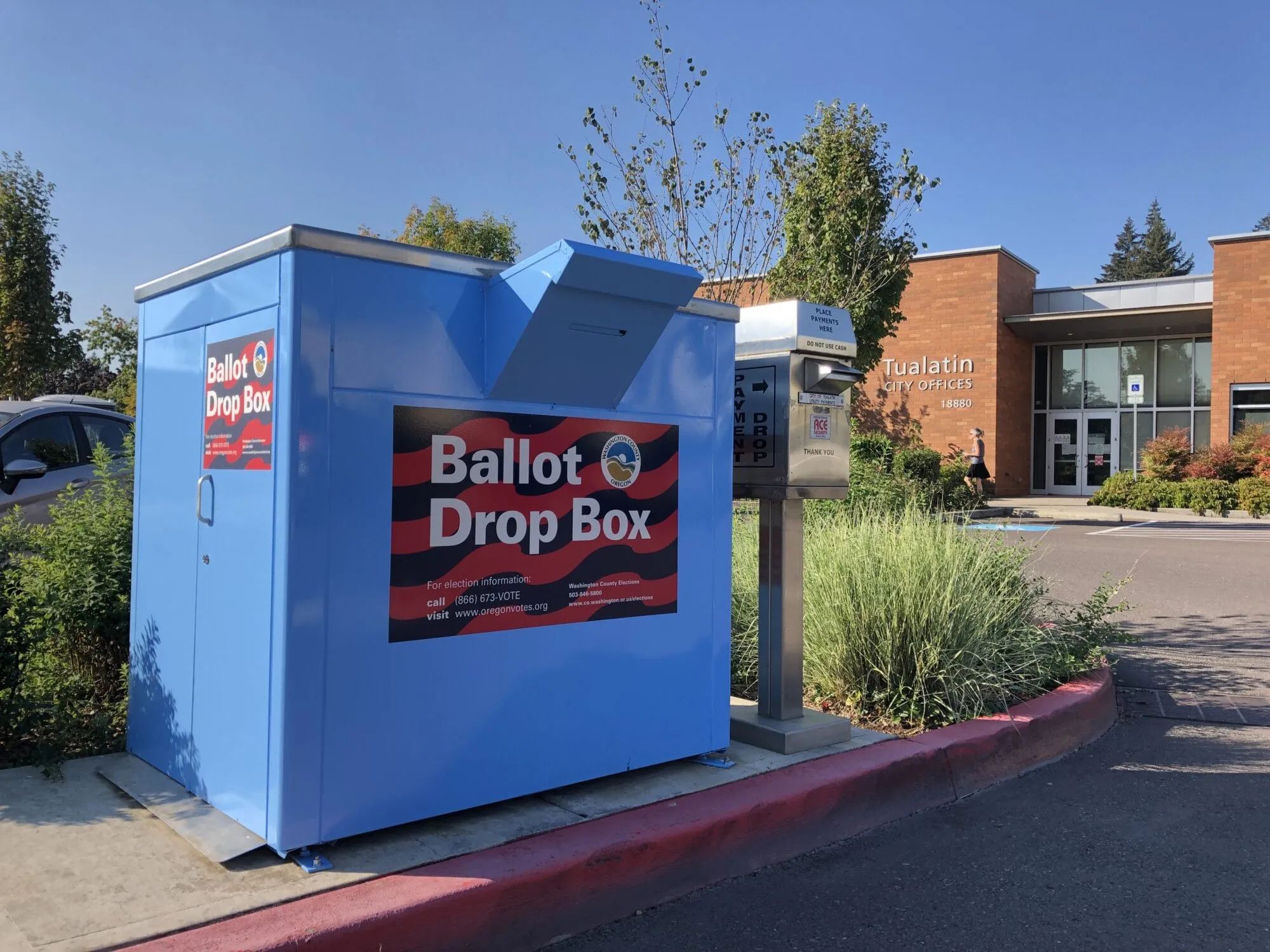 Ballot Drop Box outside of Tualatin Public Library