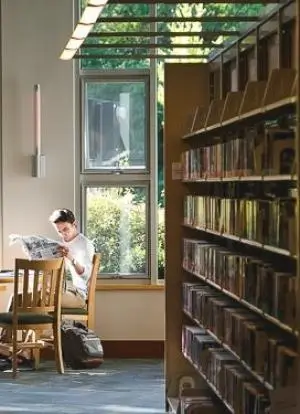 Person reading newspaper in chair